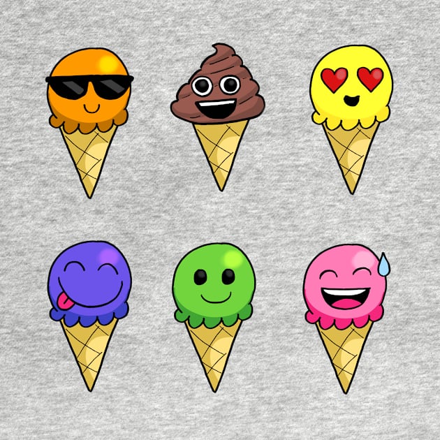 Emoji Ice Cream Sticker Pack by dogbone42